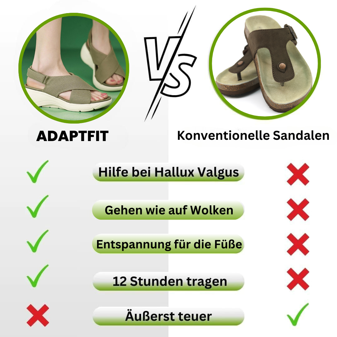 AdaptFit - patentierte, orthopädische Sandalen mit 2-facher Fußgewölbeunterstützung